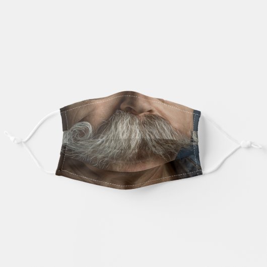 funny old man moustache adult cloth face mask (Front, Unfolded)