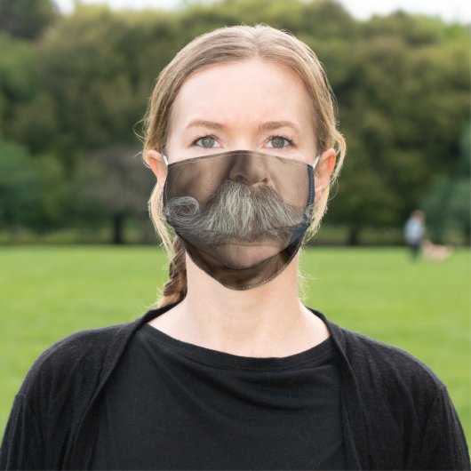 funny old man moustache adult cloth face mask (Outside)