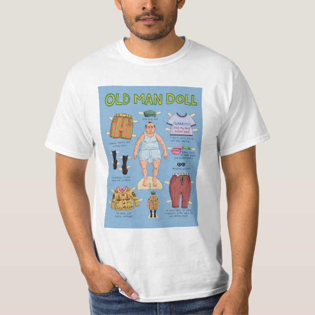 Funny Old Man Paper Doll T-Shirt (Front)