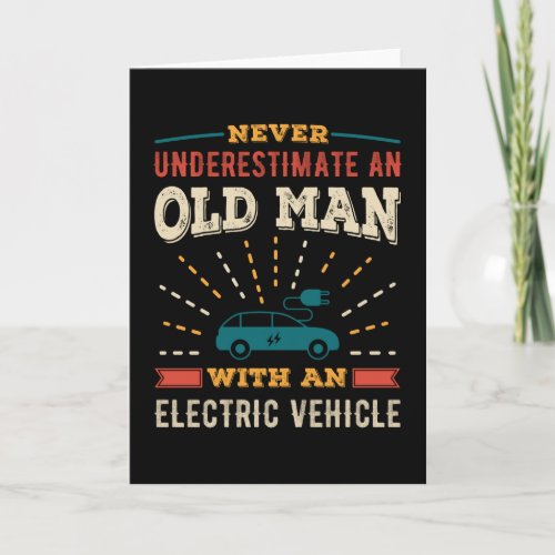 Funny Old Man with Electric Vehicle EV Retro Gift Card