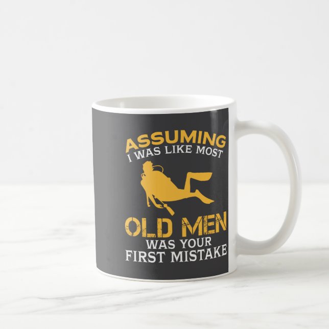 Funny Old Men Who Loves Scuba Diving  Coffee Mug (Right)