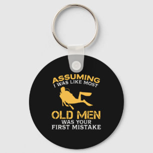 Funny Old Men Who Loves Scuba Diving  Keychain