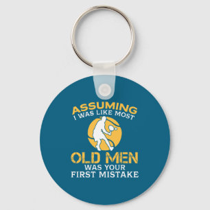 Funny Old Men Who Loves Tennis  Keychain