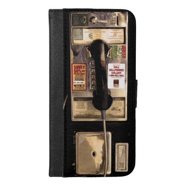 Funny Old Pay Phone iPhone Wallet Case (Front)