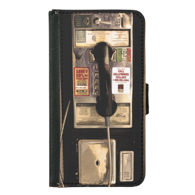 Funny Old Pay Phone Samsung Galaxy Wallet Case (Front)