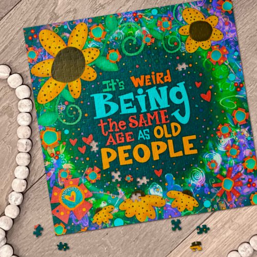 Funny Old People Birthday Flowers Cute Inspirivity Jigsaw Puzzle