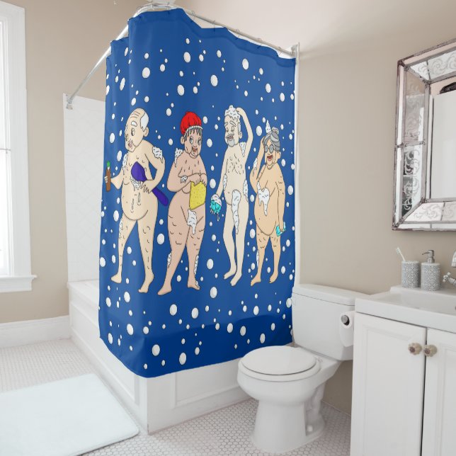 Funny Old People Covered in Bubbles   Shower Curtain (In Situ)