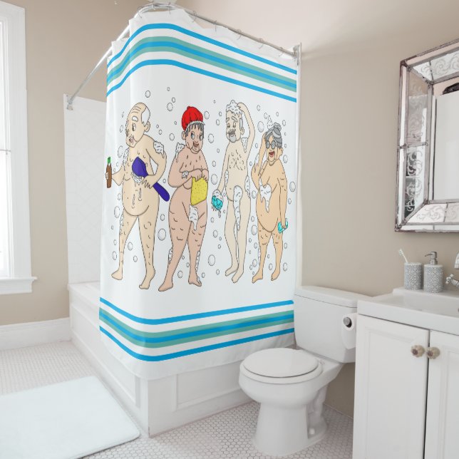 Funny Old People Covered in Bubbles Shower Curtain (In Situ)