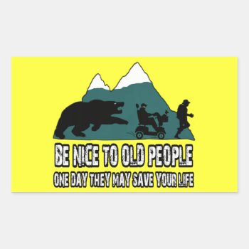 Funny Old People Rectangular Sticker by Cardsharkkid at Zazzle