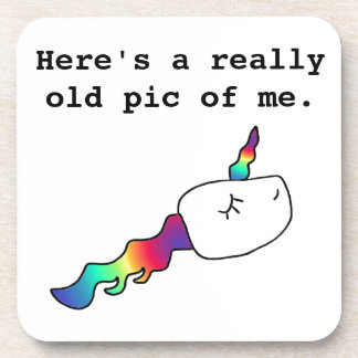 Funny Old Pic of Me Rainbow Unicorn Sperm Gift Drink Coaster