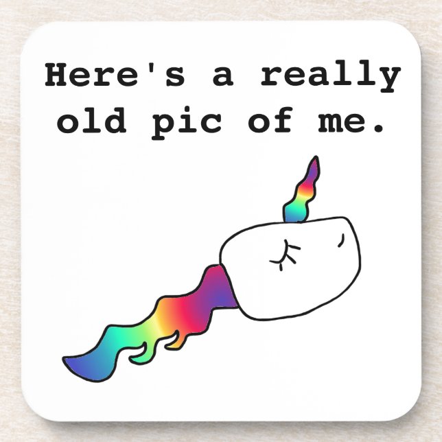 Funny Old Pic of Me Rainbow Unicorn Sperm Gift Drink Coaster (Front)