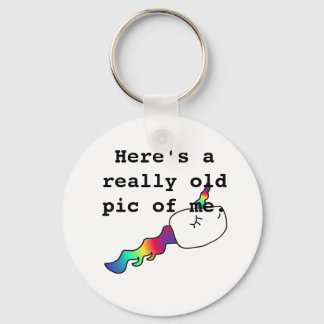 Funny Old Pic of Me Rainbow Unicorn Sperm Gift Keychain