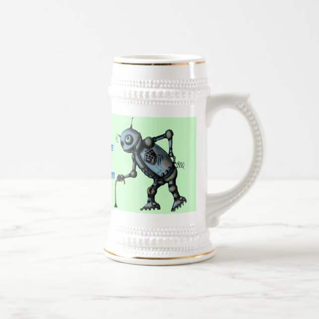 Funny old robot beer mug design (Right)
