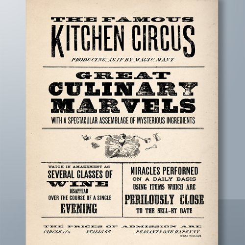 Funny Old Time Kitchen Circus Metal Print