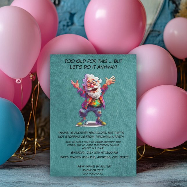 Funny Old Timer Birthday - Joyful Senior Invitation (Creator Uploaded)