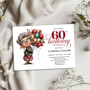 Funny Old Woman 60th Birthday Invite Template
