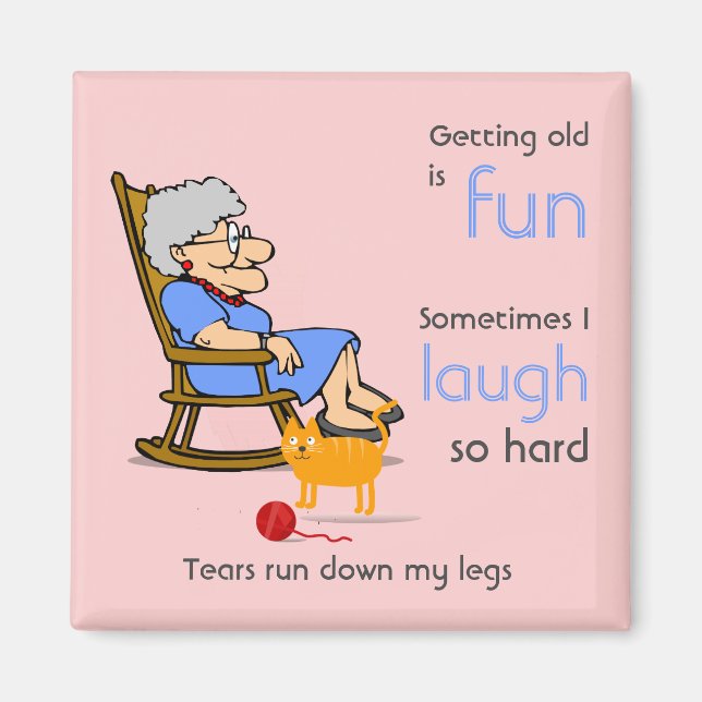 Funny Old Woman Aging Birthday Joke Magnet (Front)