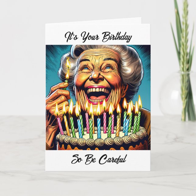 Funny Old Woman Birthday Humor Card (Front)