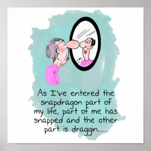 Funny Old Woman in Looking Glass Poster