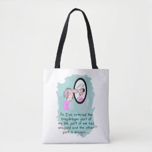 Funny Old Woman in Looking Glass Tote Bag