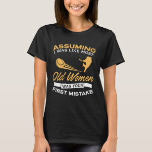 Funny Old Women Ice Hockey Lovers T-Shirt