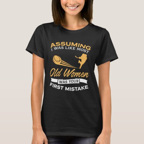 Funny Old Women Ice Hockey Lovers T_Shirt