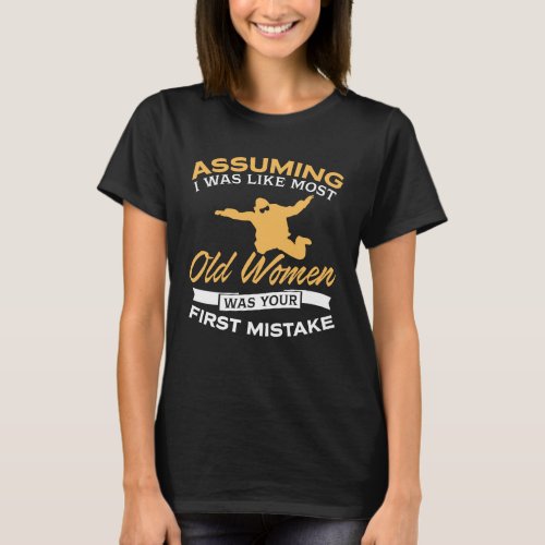 Funny Old Women Skydiving Lovers T_Shirt