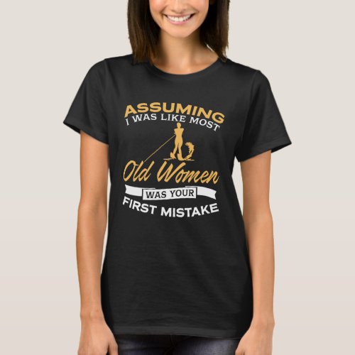 Funny Old Women Water Skiing Lovers T_Shirt