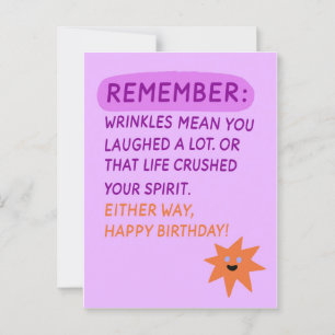 Funny older age birthday humor wrinkles postcard