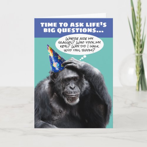 Funny Older Forgetful Chimpanzee Birthday Card