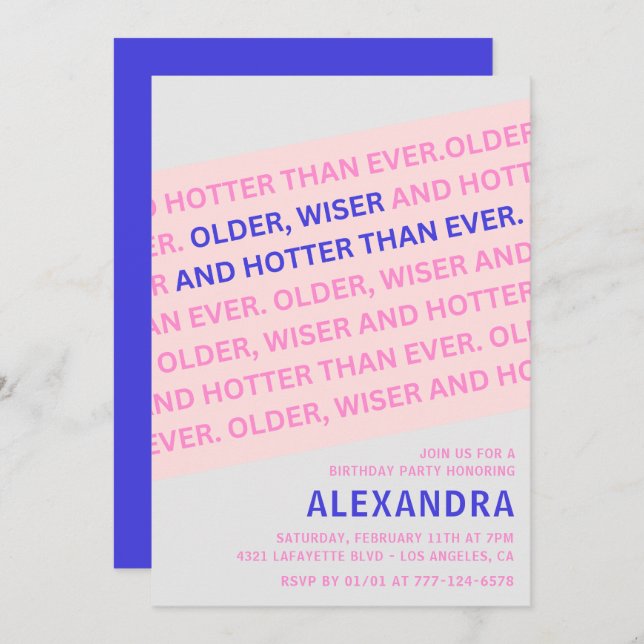 Funny Older Wiser 82nd birthday Invitation (Front/Back)