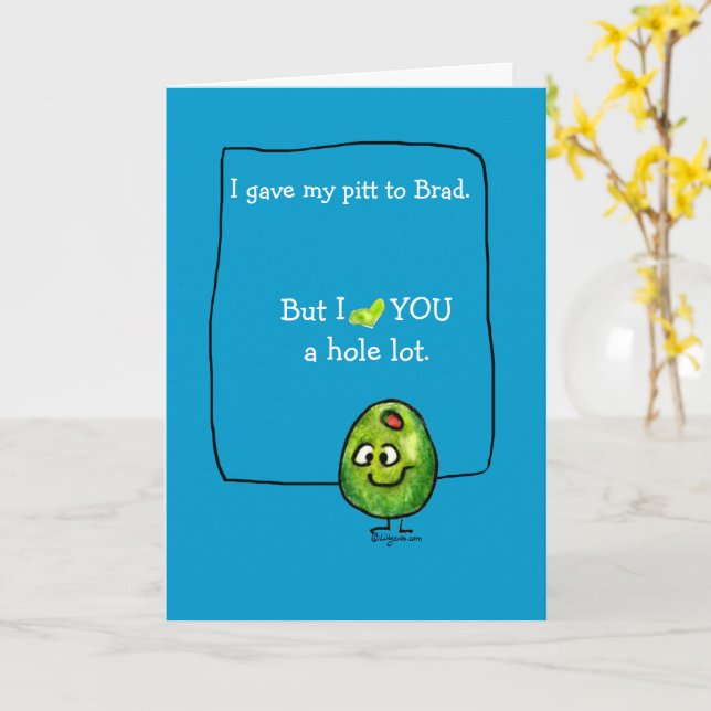 Funny Olive Valentine Card (Yellow Flower)