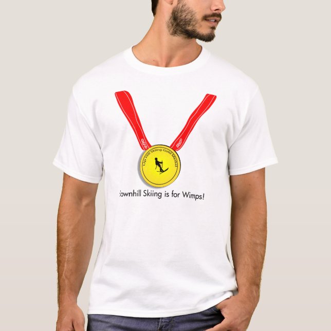 Funny Olympic Downhill Skiing Design T-Shirt (Front)