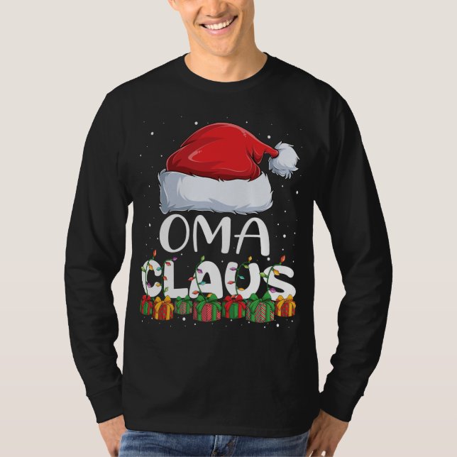 Funny Oma Santa Claus Christmas Pajamas Family Mat T-Shirt (Front)