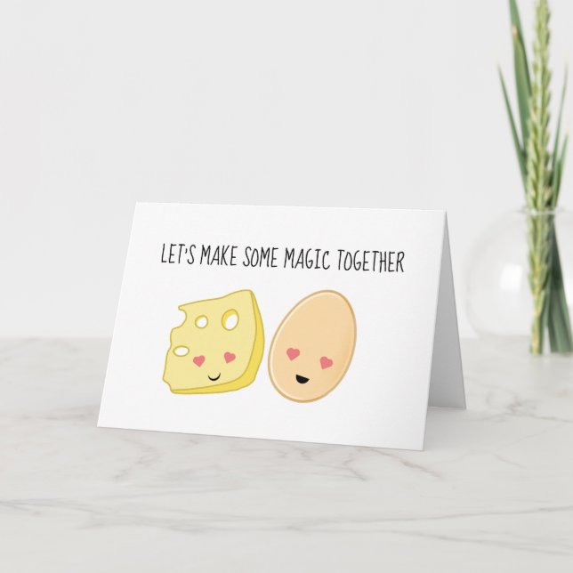 Funny Omelette Valentines Greeting Card (Front)