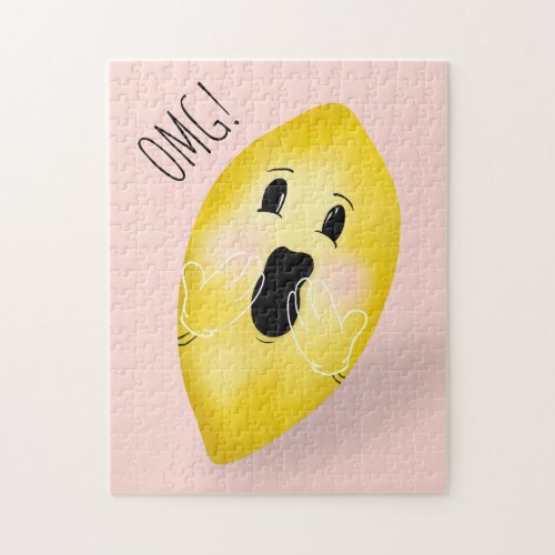 Funny omg lemon quote watercolor pink jigsaw puzzle