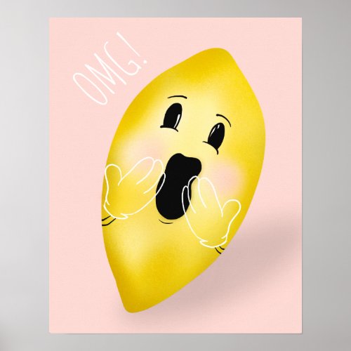 Funny omg lemon quote watercolor pink poster