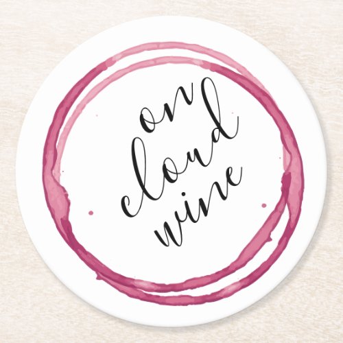 Funny On Cloud Wine Round Paper Coaster