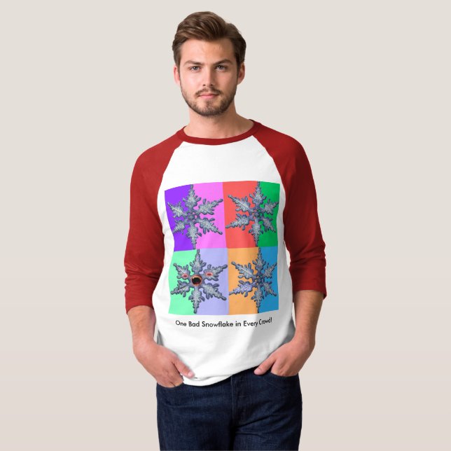 Funny One Bad Snowflake Pop Art Christmas Raglan T-Shirt (Front Full)