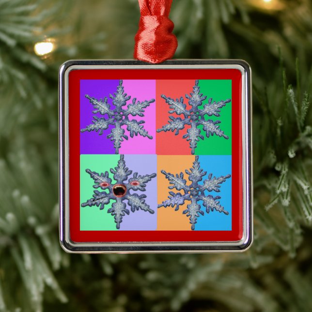 Funny One Bad Snowflake Pop Art Christmas Zombie Metal Ornament (Tree)