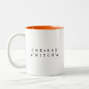 Funny One Bad Witch Modern Halloween Two-Tone Coffee Mug