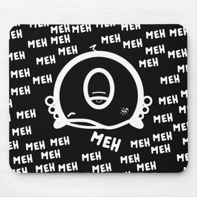 Funny One-Eyed Cartoon “Meh” Mouse Pad (Front)