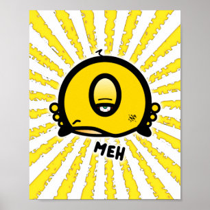 Funny One-Eyed Cartoon “Meh” Poster