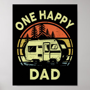 Funny One Happy Camper Dad Birthday Gifts For Boy Poster
