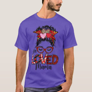Funny One Loved Mama Messy Bun Buffalo Plaid Valen T-Shirt