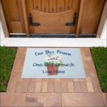 Funny! One Nice Person, One Old Grouch Live Here Doormat<br><div class="desc">Welcome your guests with this whimsical door mat featuring the words "one nice person and one old grouch live here" and let them figure out who's who! My watercolor painted potted white daisy flowers in a terra cotta pot container with a light sky blue colored background design add playful cheer....</div>