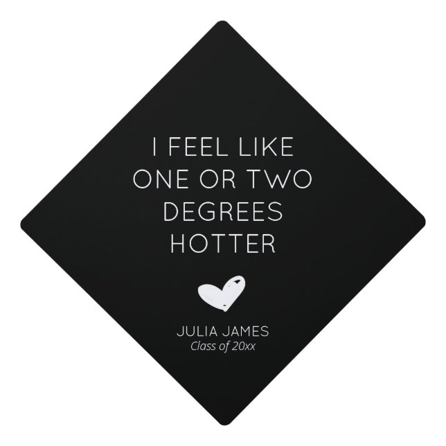 Funny, one or two degrees hotter graduation cap topper (Front)