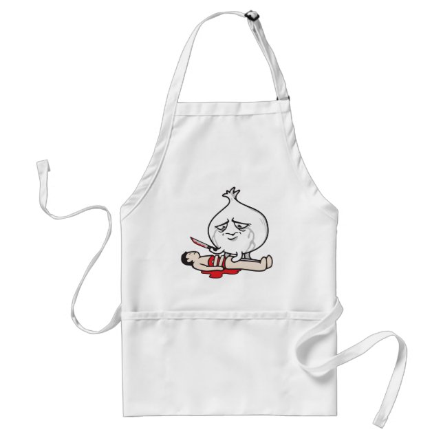 Funny Onion Crying, Cutting Human Adult Apron (Front)