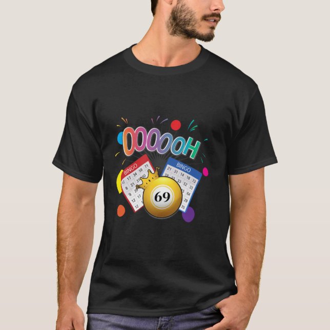 Funny Oooooh 69 Bingo Fan LGBT Bingo Ball Long Sle T-Shirt (Front)