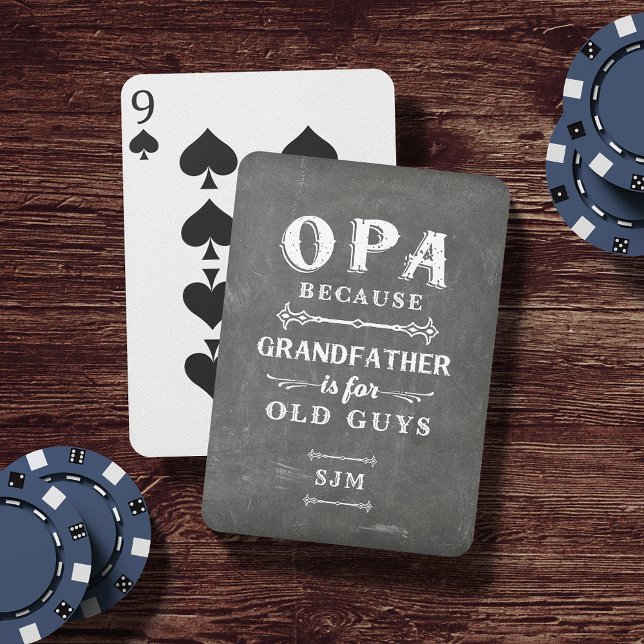 Funny Opa Grandfather Monogram Poker Cards (Creator Uploaded)